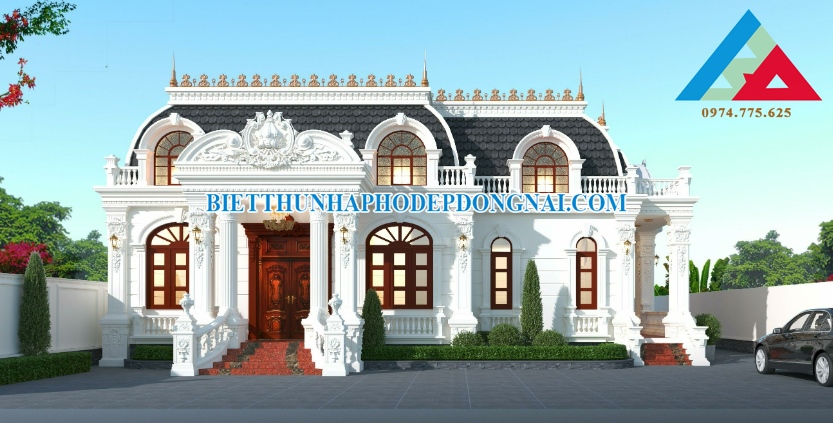 Mẫu thiết kế biệt thự cổ điển 1 tầng hiện đại 2021