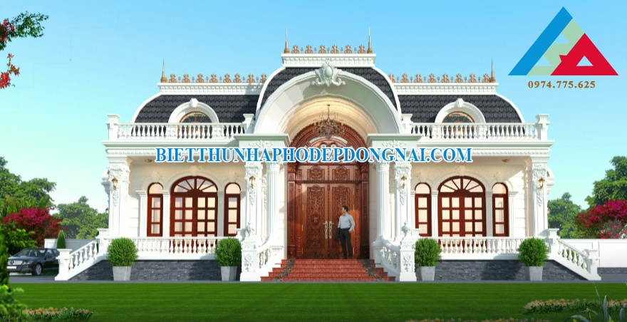 Mẫu thiết kế biệt thự cổ điển 1 tầng hiện đại 2021