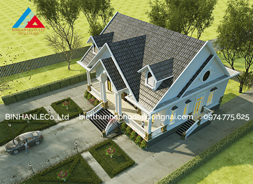 Mẫu biệt thự 1 tầng 3 phòng ngủ hiện đại