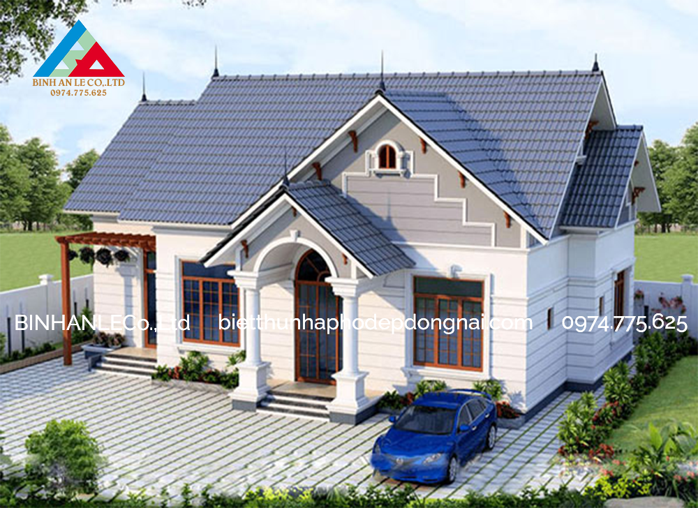 Mẫu biệt thự 1 tầng 3 phòng ngủ hiện đại