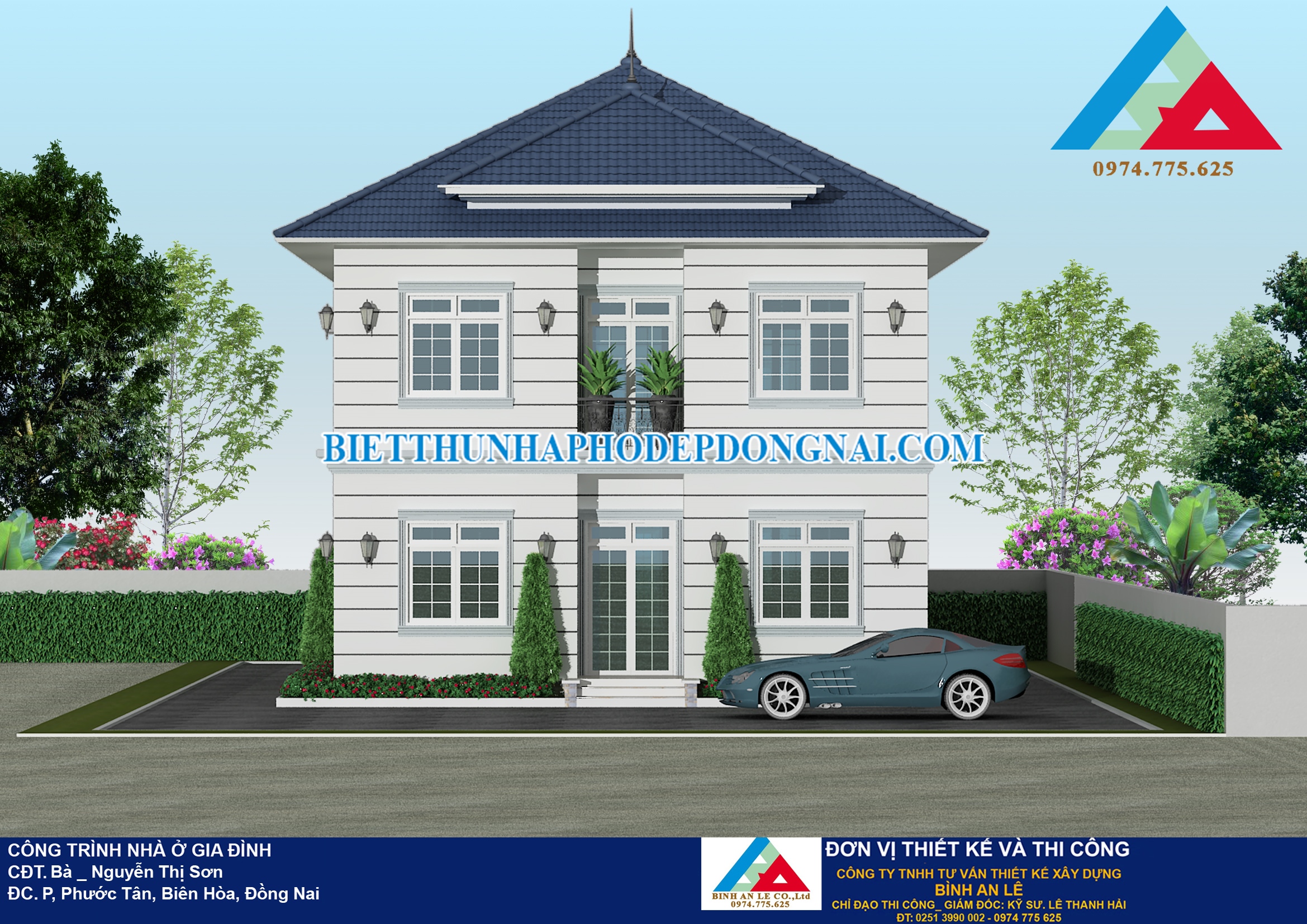 Mẫu biệt thự 2 tầng kết hợp trụ sở làm việc tại Phước Tân – Biên hòa, Đồng Nai