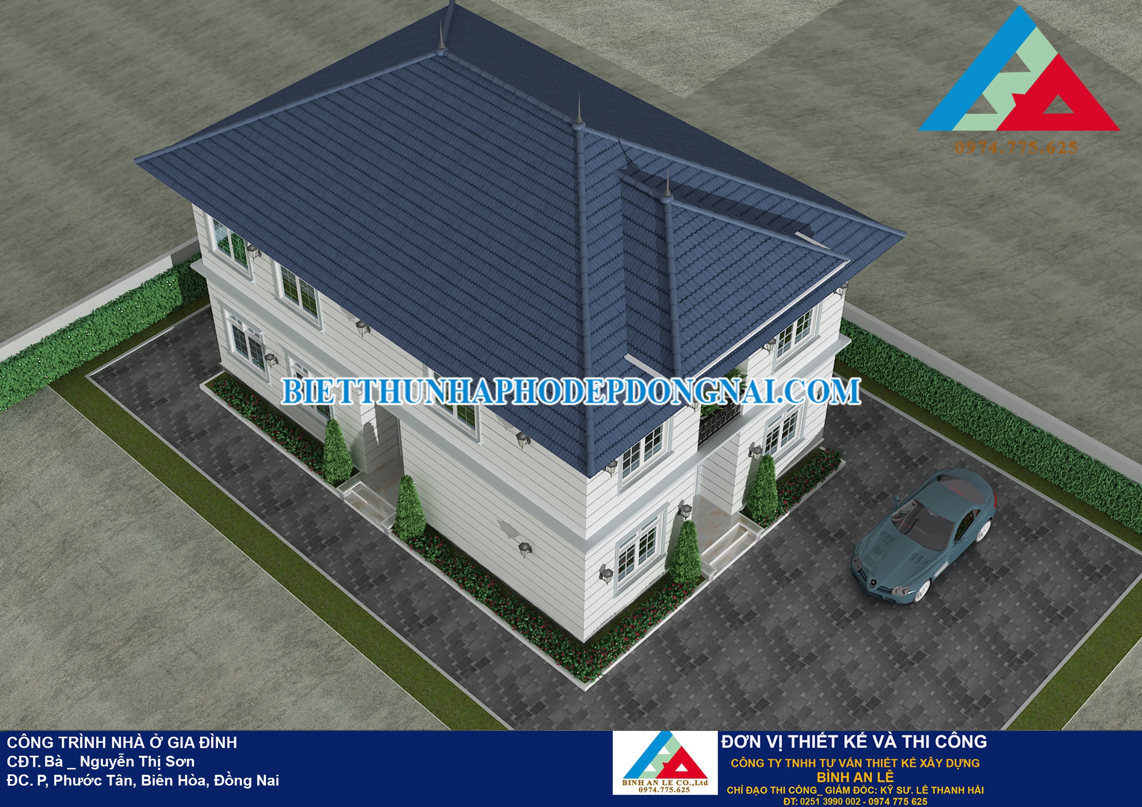 Mẫu biệt thự 2 tầng kết hợp trụ sở làm việc tại Phước Tân – Biên hòa, Đồng Nai