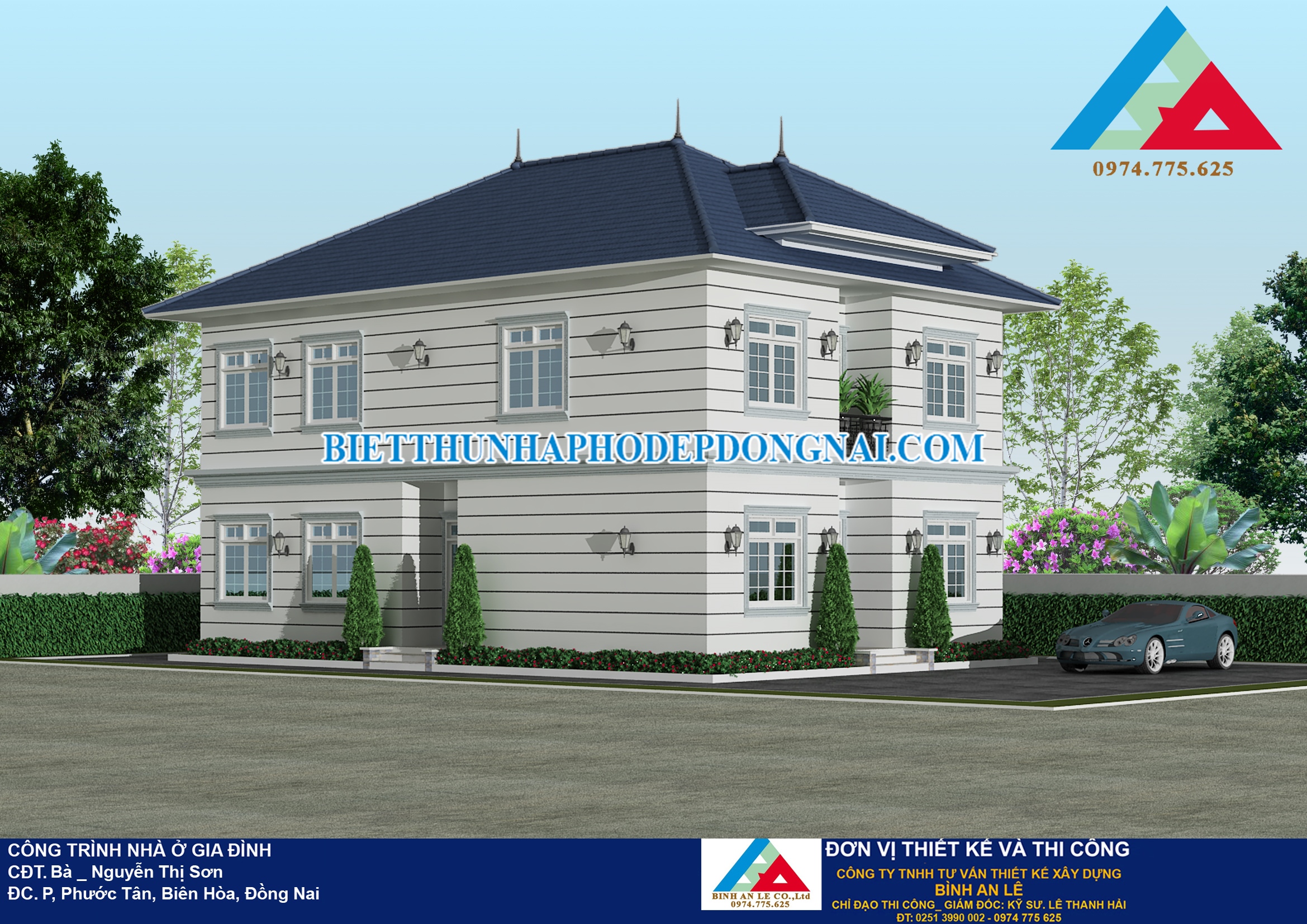 Mẫu biệt thự 2 tầng kết hợp trụ sở làm việc tại Phước Tân – Biên hòa, Đồng Nai