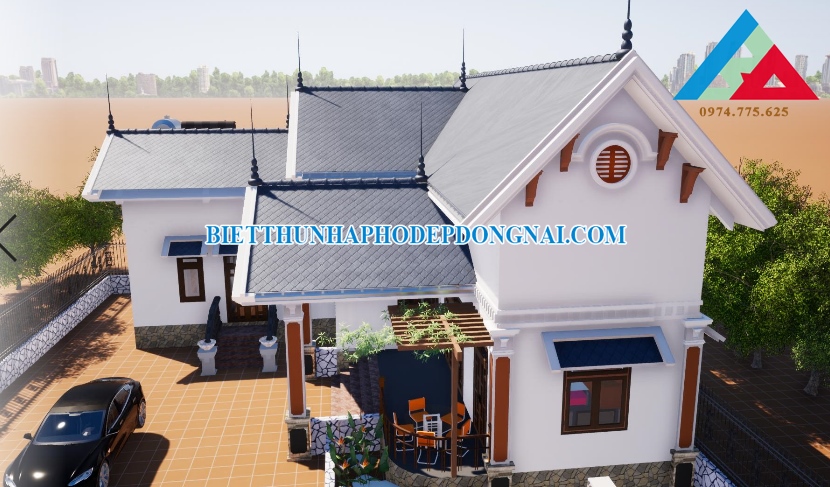 Hình thiết kế mẫu nhà cấp 4 chữ L độc đáo tại Biên Hòa