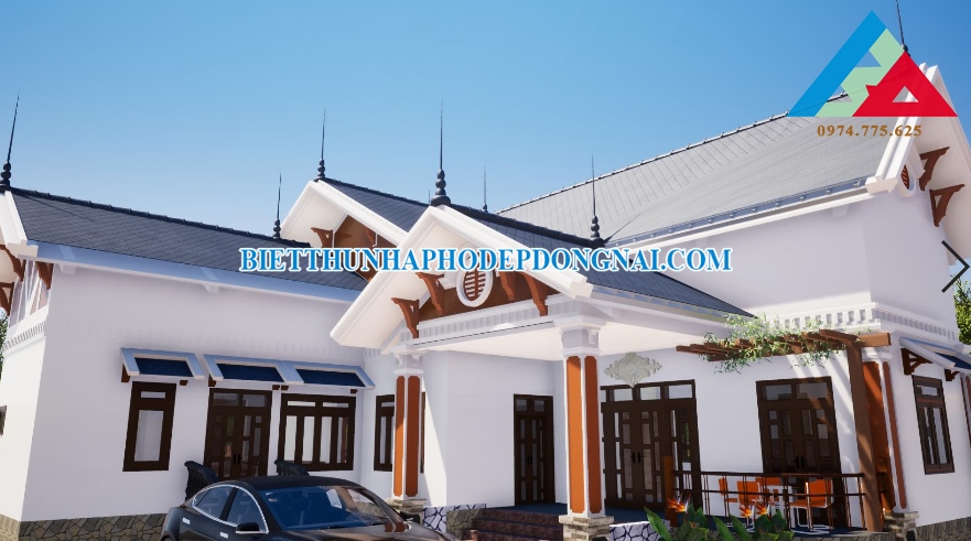 Hình thiết kế mẫu nhà cấp 4 chữ L độc đáo tại Biên Hòa