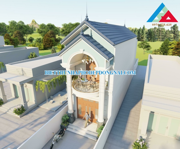 Mẫu nhà phố 1 trệt 1 lầu đẹp hiện đại ở Biên Hòa