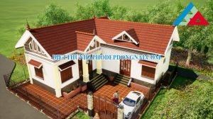 Mẫu nhà cấp 4 chữ L mái tôn