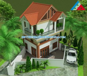 Mẫu biệt thự 2 tầng có gác lửng