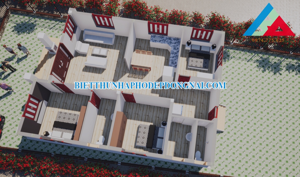 Mẫu nhà cấp 4 3 phòng ngủ 120m2