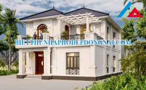 Mẫu nhà biệt thự 2 tầng mái nhật