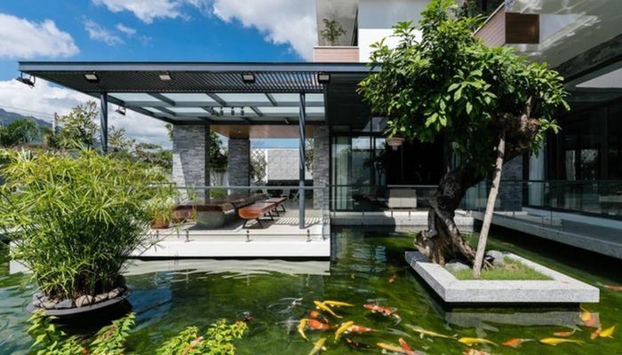 Cách chọn vị trí làm hồ cá cho biệt thự đón tài lộc 1 Vị trí đặt hồ cá ảnh hưởng đến thẩm mỹ và phong thuỷ
