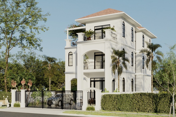 Biệt thự 10x20 được thiết kế phá cách được sử dụng tông vàng đẹp mắt 