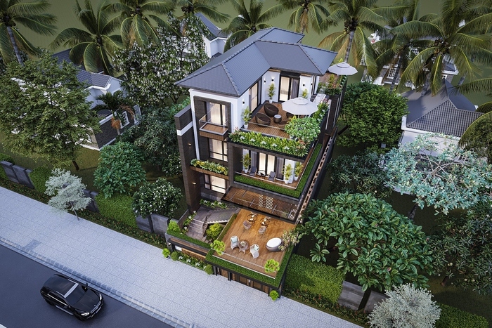 Sử dụng tông trắng chủ đạo làm nổi bật về chi tiết đường nét kiến trúc  