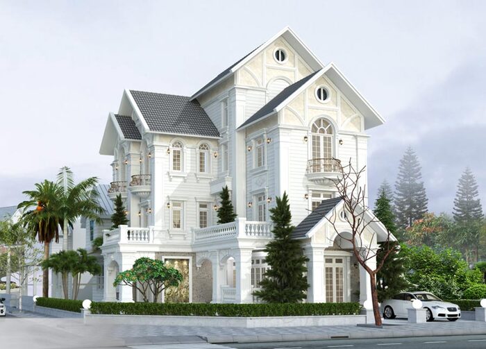 10+ mẫu biệt thự chữ L độc đáo, sang trọng 2026 6 Biệt thự chữ L mái thái giật cấp đã giúp tổng thể trở nên nổi bật hơn