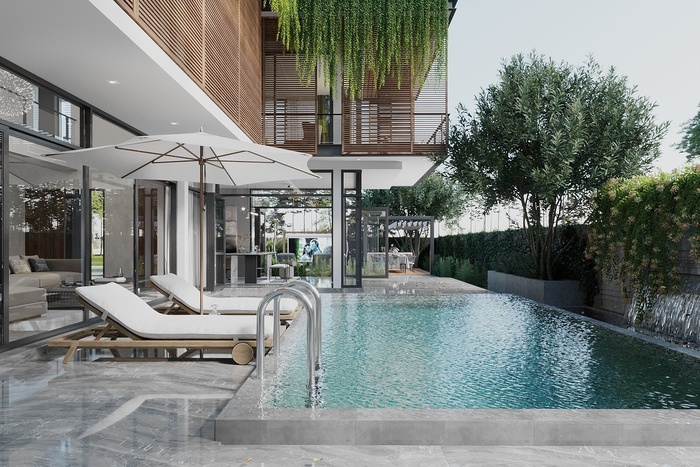 Thiết kế theo cây xanh giúp không gian thêm thư giãn, hài hòa