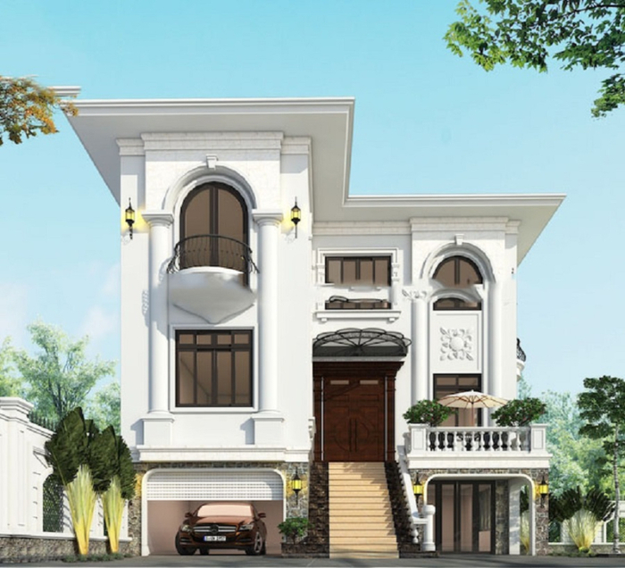 Gợi ý mẫu biệt thự có tầng hầm tiện lợi và hiện đại đẳng cấp 2026 7 Mẫu biệt thự có hầm phong cách tân cổ điển