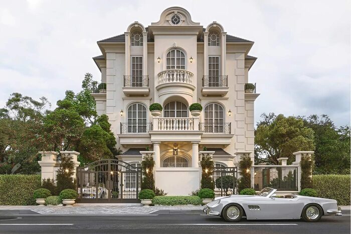 Thiết kế biệt thự kiểu Pháp, phong cách Cổ điển sang trọng và cao cấp 