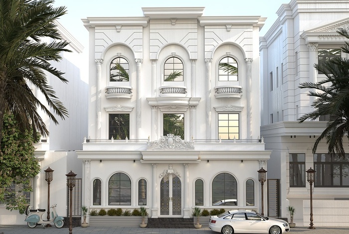 Mẫu biệt thự Pháp hiện đại, tinh tế với đường nét trang trí được tối giản