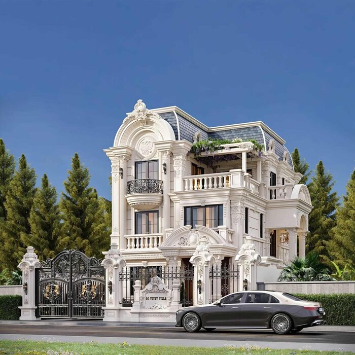 Biệt thự kiểu Pháp hiện đại được kiến tạo từ đường nét cổ điển sang trọng 