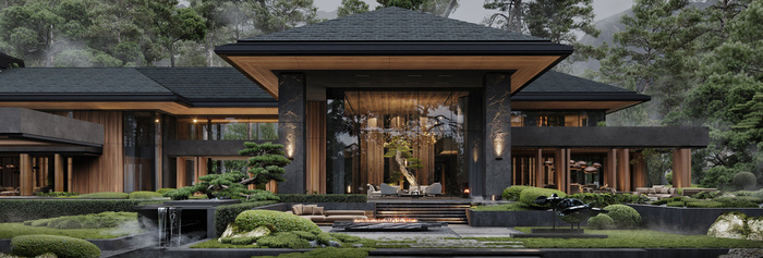 Mẫu biệt thự kiểu Nhật đẹp, hiện đại và ấn tượng số 1 2 Khoảng sân trước hoặc hiên nhà của mẫu biệt thự là nơi lý tưởng để gia đình thư giãn, thưởng trà hoặc trò chuyện