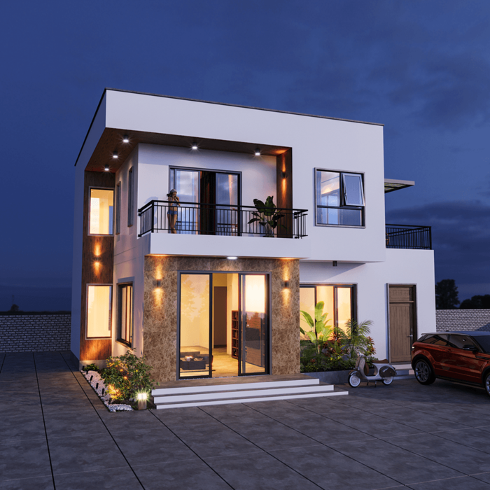 Mẫu biệt thự mái bằng 2 tầng được thiết kế hiện đại và tinh tế 