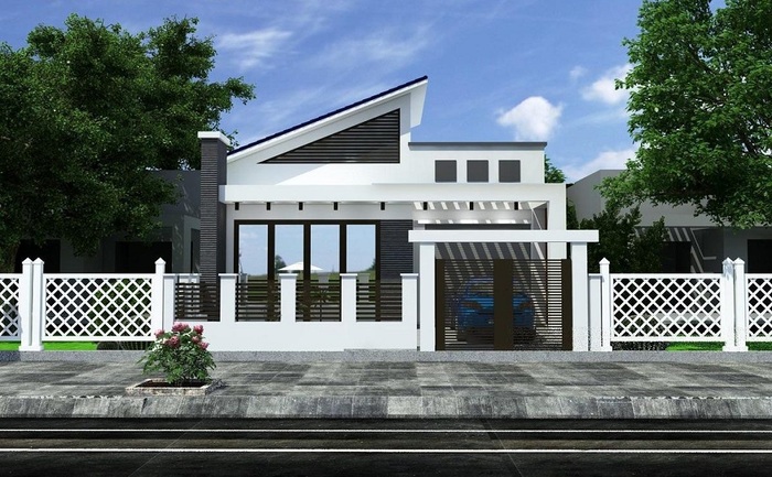 Biệt thự mái bằng lệch giúp căn nhà trở nên trẻ trung hơn 