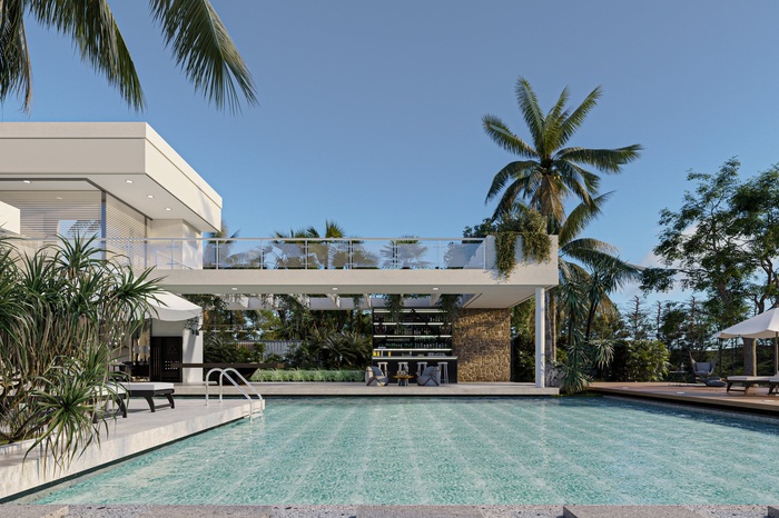 Ngắm nhìn mẫu biệt thự nghỉ dưỡng đẹp, sang trọng 2026 4 Hồ bơi lớn chính là yếu tố để tạo ra sự thư giãn trong dự án thiết kế này