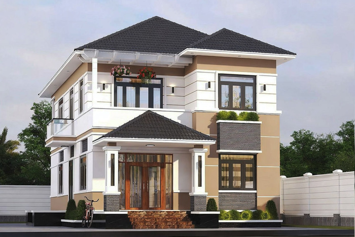 Mẫu biệt thự nhà vườn 2 tầng đẹp 4 phòng ngủ mang đến không gian sống thoải mái phù hợp gia đình đông thành viên