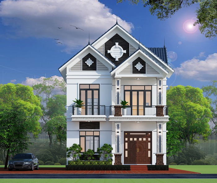 Biệt thự nhà vườn 2 tầng 4 phòng ngủ đầy đủ công năng 