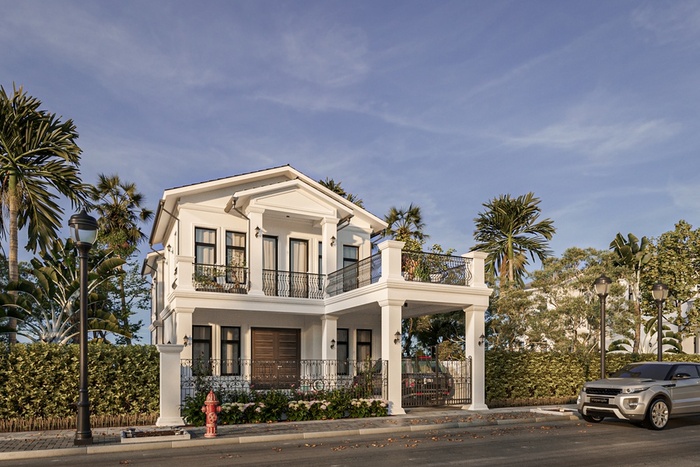 Hệ mái kép ấn tượng giúp tổng thể ngôi nhà thêm độc đáo hơn  