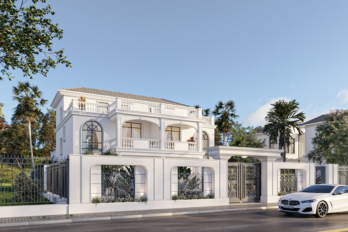 Đường cong thiết kế mềm mại giúp căn biệt thự trở nên thanh thoát hơn 