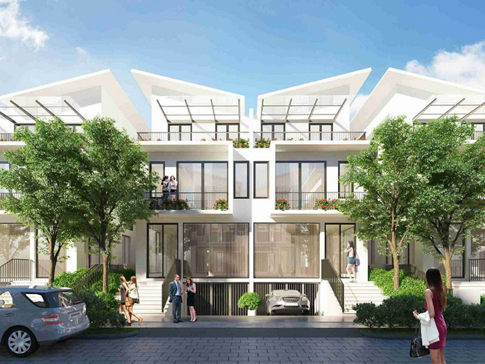 10+ Mẫu biệt thự song lập đẹp và được yêu thích hiện nay 1 Mẫu biệt thự song lập được thiết kế với mái lệch hiện đại, trẻ trung