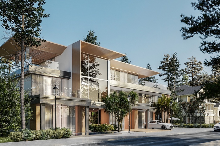 TOP 5+ mẫu biệt thự song lập 3 tầng hiện đại được ưa chuộng 10 Gỗ và kính là chất liệu sử dụng chính trong mẫu biệt thự này