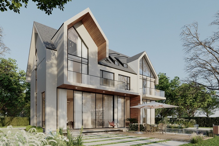 TOP 5+ mẫu biệt thự song lập 3 tầng hiện đại được ưa chuộng 3 Cửa kính được thiết kế có khả năng mở rộng tầm nhìn hiệu quả và kết nối không gian trong và ngoài nhà