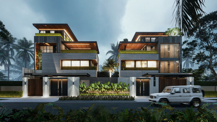 TOP 5+ mẫu biệt thự song lập 3 tầng hiện đại được ưa chuộng 6 Mẫu biệt thự song lập 3 tầng 1 tum hiện đại pha với truyền thống