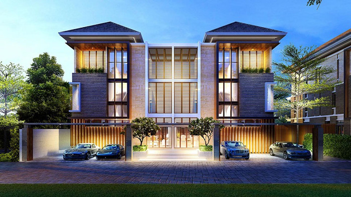 10+ Mẫu biệt thự song lập đẹp và được yêu thích hiện nay 3 Mẫu biệt thự song lập theo phong cách tân cổ điển đẹp lung linh