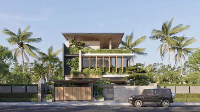 Khám phá mẫu cổng biệt thự đẹp hiện đại và cuốn hút 2026 1 Mẫu cổng biệt thự đẹp được thiết kế theo dạng cửa trượt hiện đại