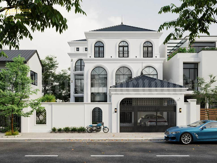 Khám phá mẫu cổng biệt thự đẹp hiện đại và cuốn hút 2026 6 Cổng biệt thự đẹp được kết hợp với mái Thái ấn tượng