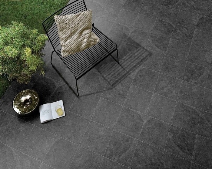 Gạch lát sân vườn giả đá xám ghi nhám sần hiện đại