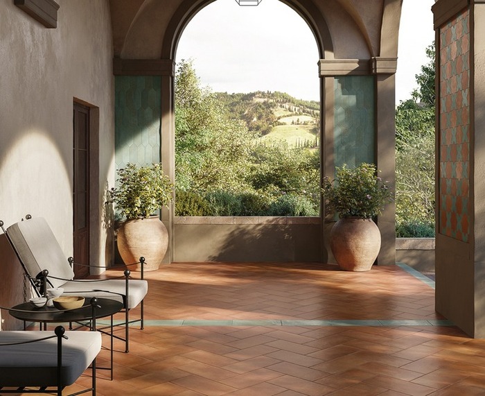 Gạch giả cổ được sân vườn biệt thự mang phong cách cổ điển