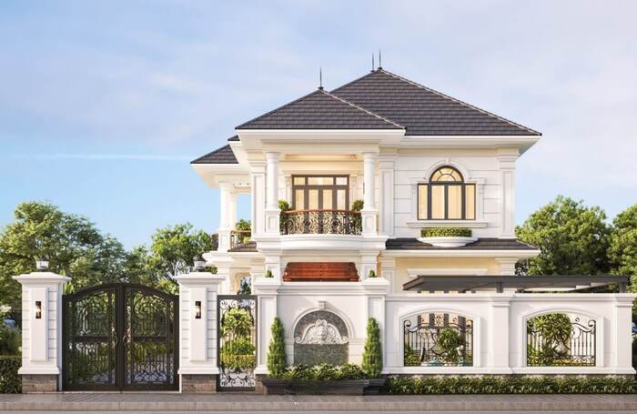 Hàng rào biệt thự được sử dụng chất liệu cao cấp giúp tạo nên tổng thể sang trọng, hiện đại 