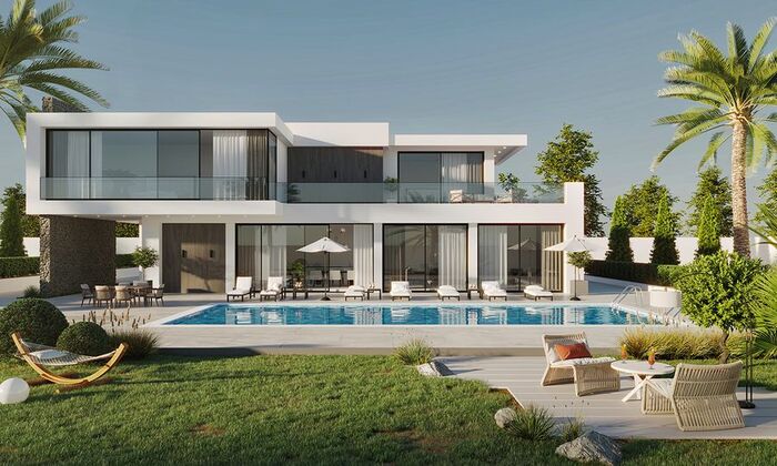 Mẫu nhà biệt thự ven biển phong cách hiện đại và sử dụng chất liệu kính chủ đạo 