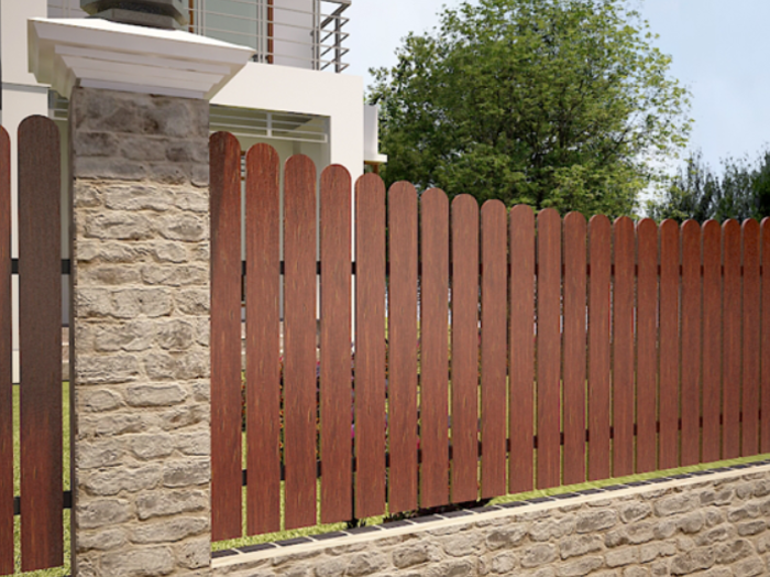 Mẫu tường bao sử dụng chất liệu gỗ Conwood mang đến độ bền vượt trội 