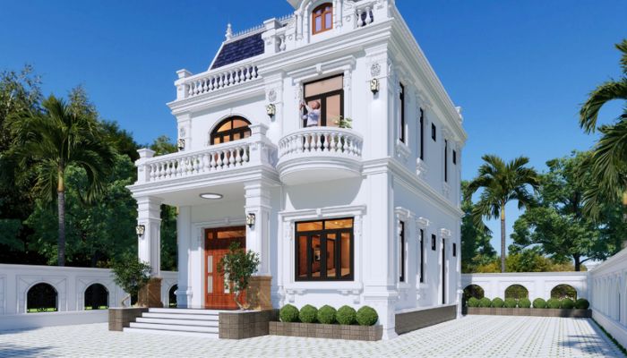 Mẫu biệt thự 400m2 mái Mansard