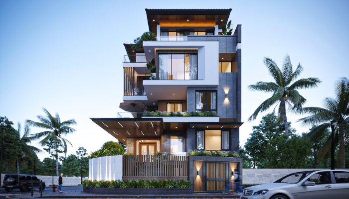 Biệt thự 5 tầng phong cách xanh