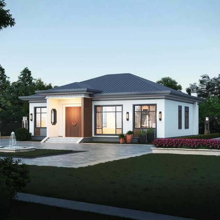 Thiết kế biệt thự 1 tầng có khoảng sân vườn rộng lớn 