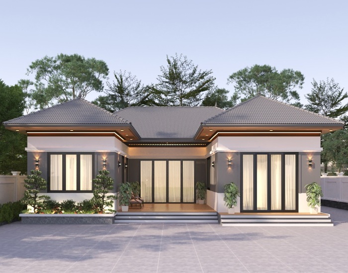 Biệt thự chữ U mái Nhật tạo nên tổng thể cân đối và thanh thoát hơn