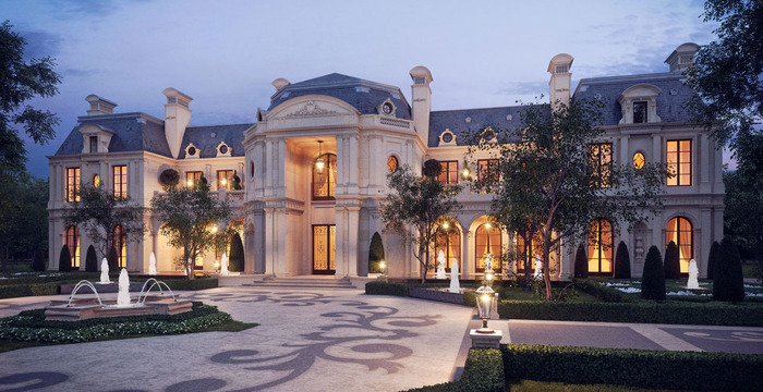 Biệt thự hoàng gia khi lên đèn buổi tối lung linh 