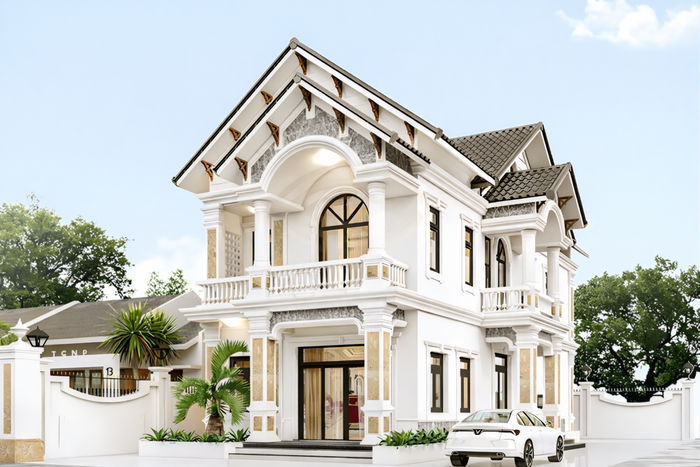 Vẻ đẹp tinh tế của nhà mái Thái hòa cùng sắc trắng hiện đại 