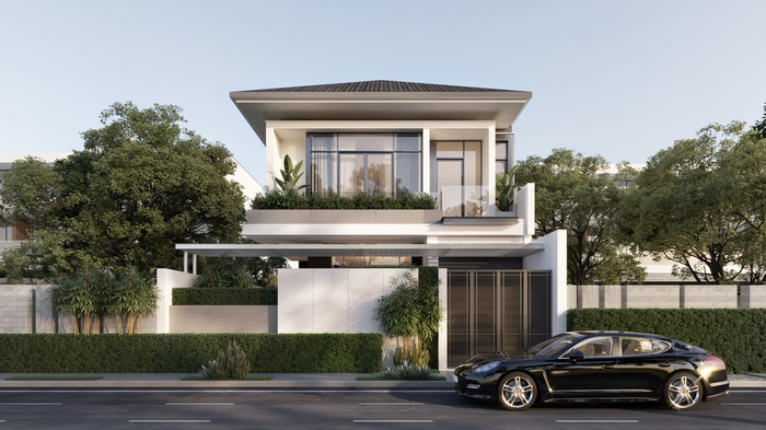 Biệt thự phố mặt tiền 6m với hình khối vuông vức, xếp lớp rõ ràng